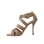 Dolce & Gabbana Bronze Crystal Strap Heels Sandals Shoes