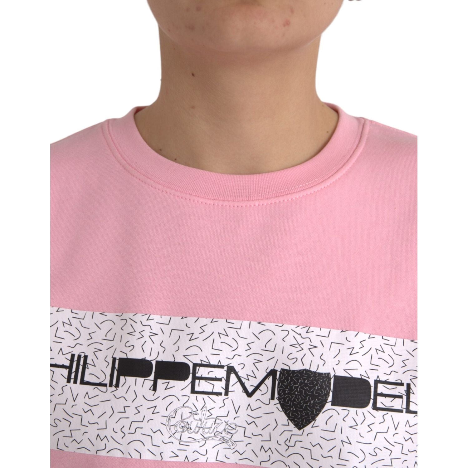 Philippe Model Pink Cotton Logo Print Long Sleeves Pullover Sweater