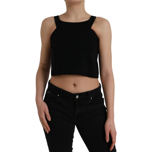 Dolce & Gabbana Black Sleeveless Round Neck Cropped Tank Top Dolce & Gabbana Rosy Brown