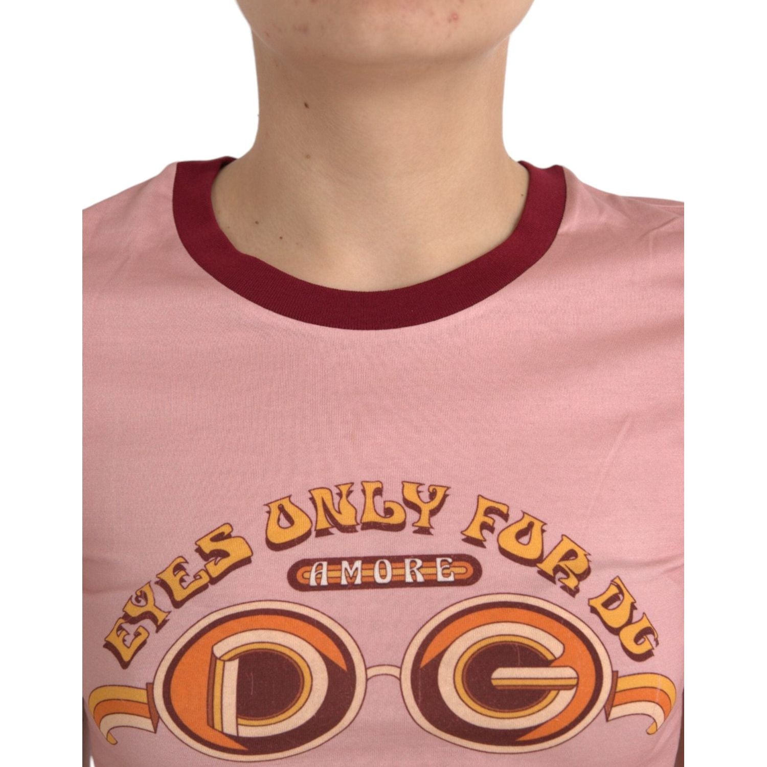 Dolce & Gabbana Pink Cotton Short Sleeves Crew Neck T-shirt