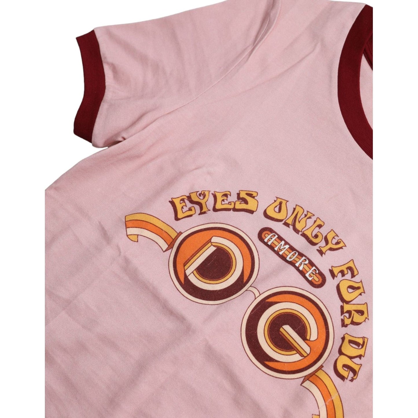 Dolce & Gabbana Pink Cotton Short Sleeves Crew Neck T-shirt