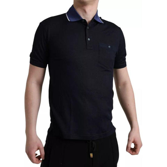 Dolce & Gabbana Navy Blue Collared Short Sleeve Polo T-shirt Dolce & Gabbana Rosy Brown