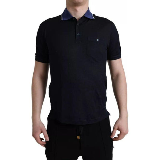 Dolce & Gabbana Navy Blue Collared Short Sleeve Polo T-shirt Dolce & Gabbana Rosy Brown