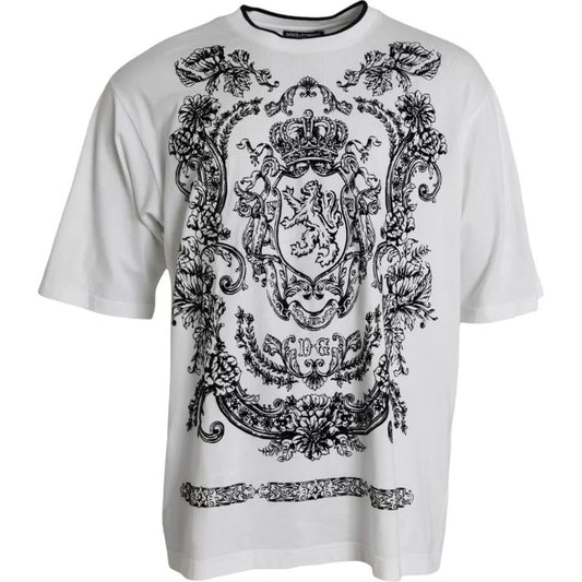 Dolce & Gabbana White Lion Crown Logo Cotton Crewneck T-shirt Dolce & Gabbana Light Gray