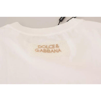 Dolce & Gabbana Optical White Printed Short Sleeves Top
