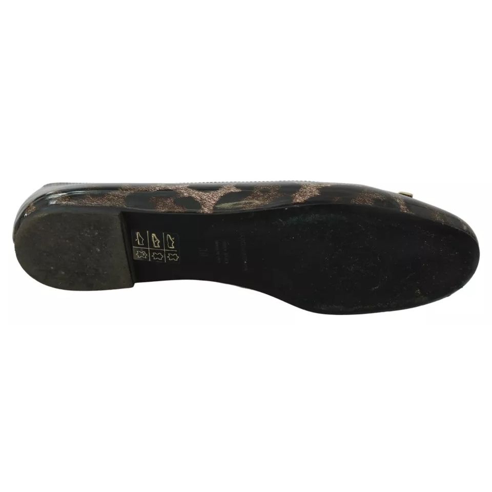 Dolce & Gabbana Brown Leopard Ballerina Flats Leather Shoes