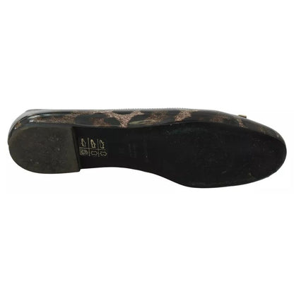 Dolce & Gabbana Brown Leopard Ballerina Flats Leather Shoes