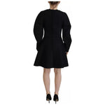 Dolce & Gabbana Black Long Sleeves A-line Mini Cotton Dress Dolce & Gabbana Dark Gray