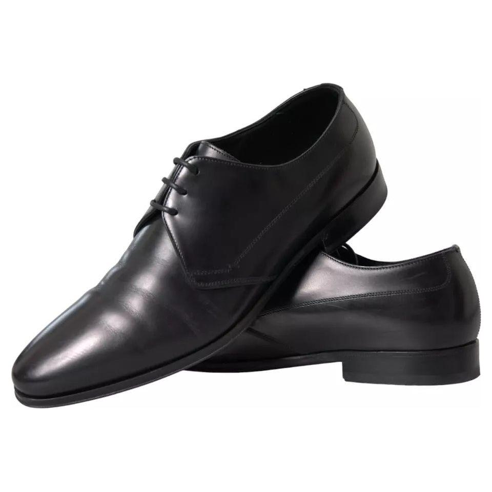 Dolce & Gabbana Black Leather Derby Formal Dress Men Shoes