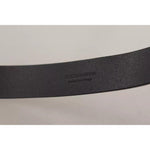 Dolce & Gabbana Black Calf Leather Logo Engraved Metal Buckle Belt