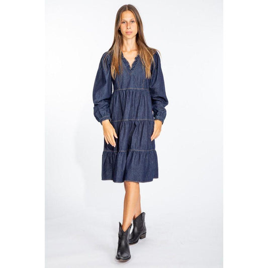 Love Moschino Elegant Dark Blue Denim Flare Dress Love Moschino Dark Slate Gray