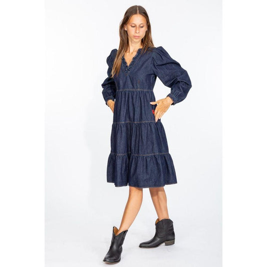 Love Moschino Elegant Dark Blue Denim Flare Dress Love Moschino Dark Slate Gray