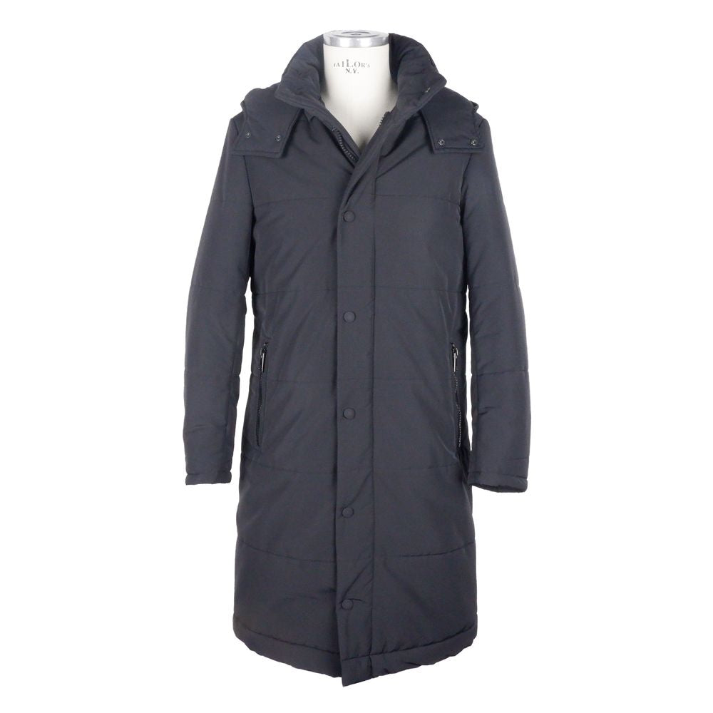 Made in Italy Black Wool Men's Raincoat LO-5077-IT50 | L