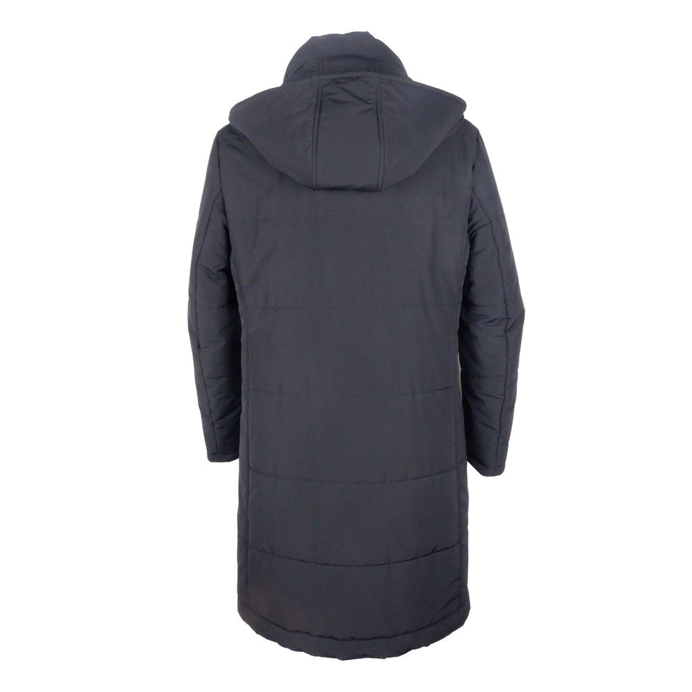 Made in Italy Black Wool Men's Raincoat LO-5077-IT50 | L