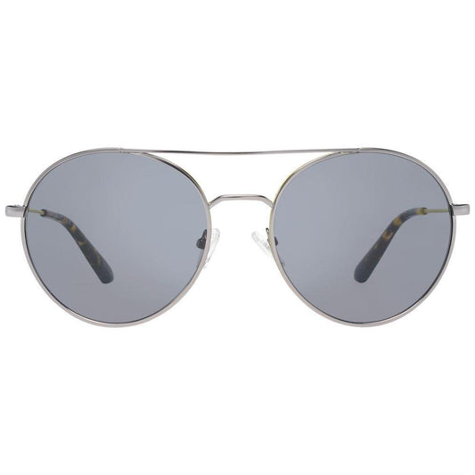 Gant Gray Men Sunglasses with gunmetal metal frame and grey plastic oval lenses, 100% UVA & UVB protection, includes branded case.