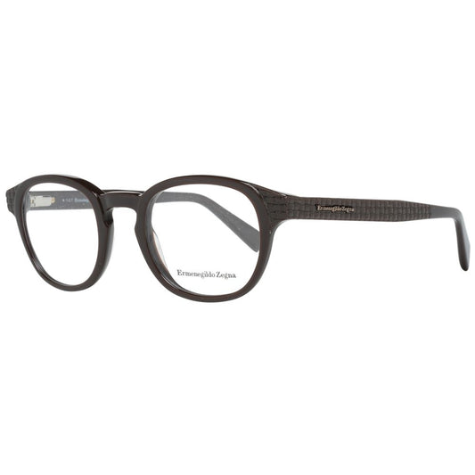 Ermenegildo Zegna Brown Men Glasses Frame full-rim plastic round frames with spring hinge and branded case included.