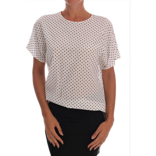 Dolce & Gabbana Chic Polka Dot Silk Blouse Dolce & Gabbana Gray