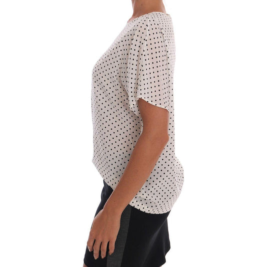 Dolce & Gabbana Chic Polka Dot Silk Blouse Dolce & Gabbana Gray