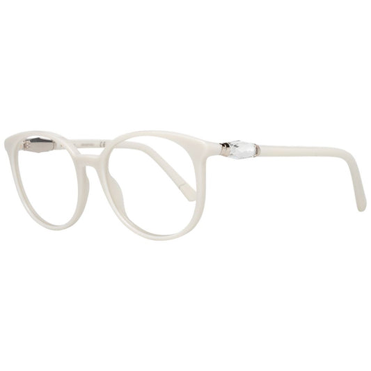 Swarovski White Women Glasses Frame, full-rim plastic eyewear in white with 52-17-140 sizing, includes a branded case.