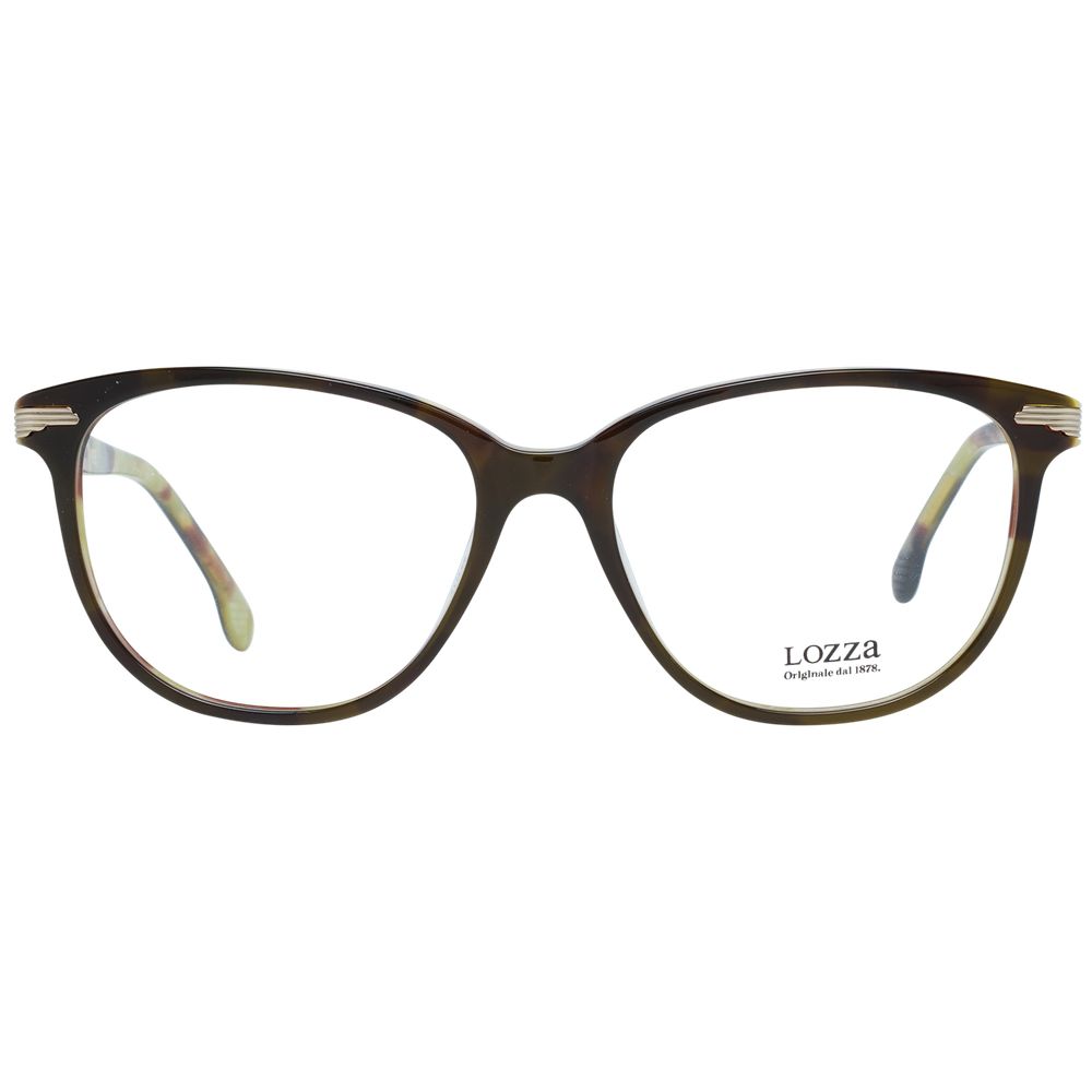 Lozza Brown Women Glasses Frame with full-rim design, plastic material, round style, size 54-17-140, includes branded case.