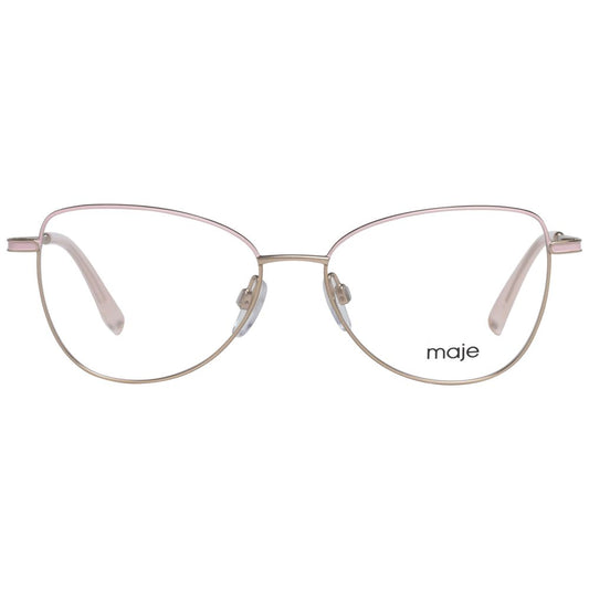 Alt Tag: Maje Pink Women Glasses Frame in metal with rose color, size 52-15-135, full-rim, gold frame, includes branded case.