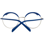 Emilio Pucci Blue Women Glasses Frame, full-rim metal and plastic, gold color with blue accents, includes branded case, size 54-19-140.
