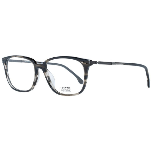 Lozza Brown Men Glasses Frame, full-rim rectangular style with plastic frame and demo lenses, size 53-16-145, comes with branded case.