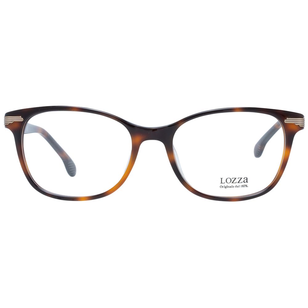 Lozza Brown Women Glasses Frame with oval full-rim, plastic material, spring hinge, 135 temples length. Includes branded case.