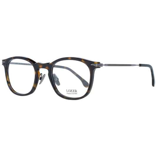Lozza Brown Men Glasses Frame - Full-rim rectangle with plastic material in brown color, size 50-22-145.