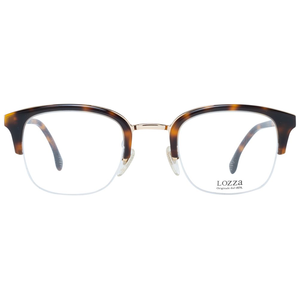 Lozza Brown Unisex Glasses Frame with brown half-rim square style, metal & plastic material, includes branded case, size 48-24-140.