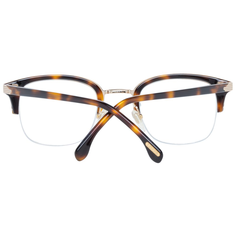 Lozza Brown Unisex Glasses Frame, metal and plastic half-rim, square shape, demo lenses, with 140mm temples and branded case included.