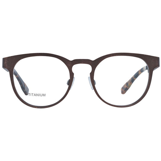 Ermenegildo Zegna Bronze Men Glasses Frame, round titanium full-rim design with demo lenses, no spring hinge