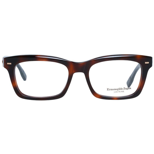 Ermenegildo Zegna Brown Men Glasses Frame, trapezium style, full-rim, plastic material, 53-18-145 size, including branded case.