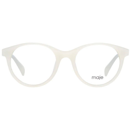 Maje White Women Glasses Frame in full-rim acetate with round style, demo lenses, and no extra protection, size 49-19-140.