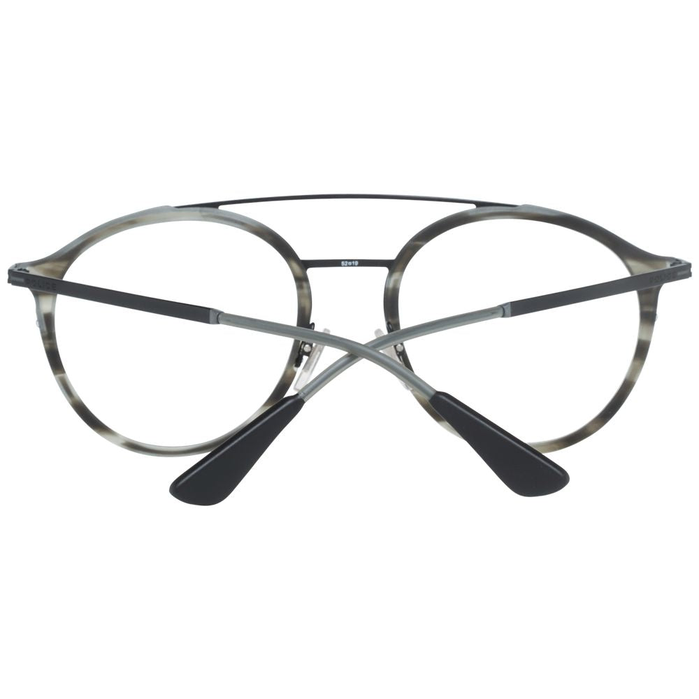 Police Gray Men Glasses Frame in full-rim aviator style with metal and plastic material, featuring a grey color and demo lenses.