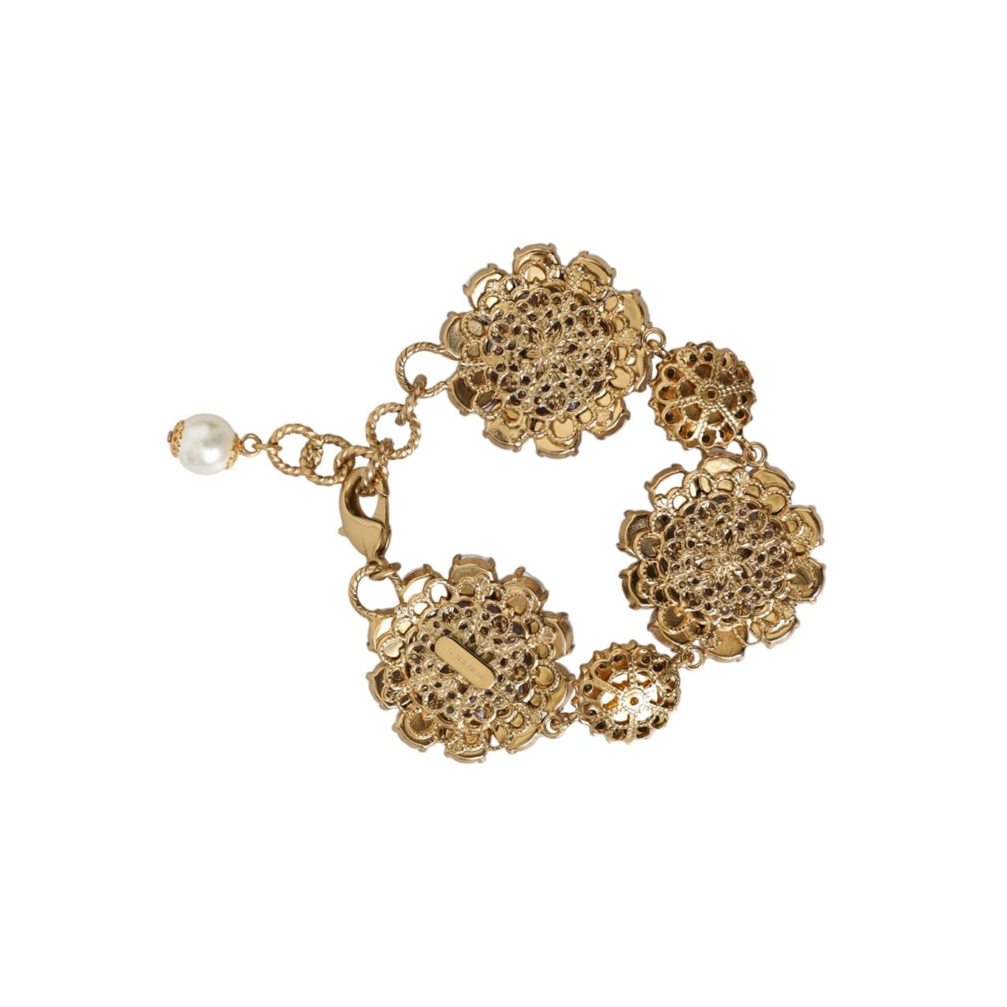 Dolce & Gabbana Gold FIORI BLOOMING Floral Baroque Crystals Bracelet Necklace