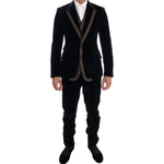 Dolce & Gabbana Blue Velvet Two Button Slim 3 Piece Suit