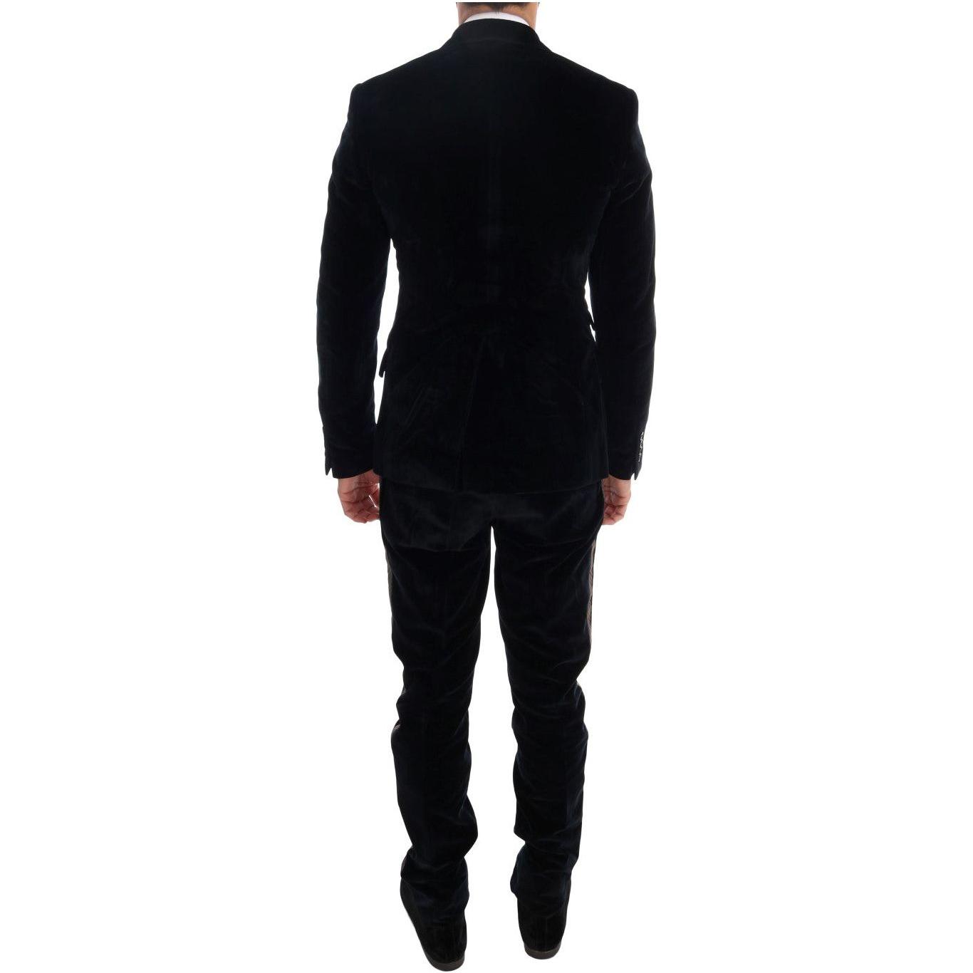 Dolce & Gabbana Blue Velvet Two Button Slim 3 Piece Suit
