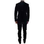 Dolce & Gabbana Blue Velvet Two Button Slim 3 Piece Suit
