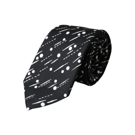 Dolce & Gabbana Black Dotted 100% Silk Adjustable Tie