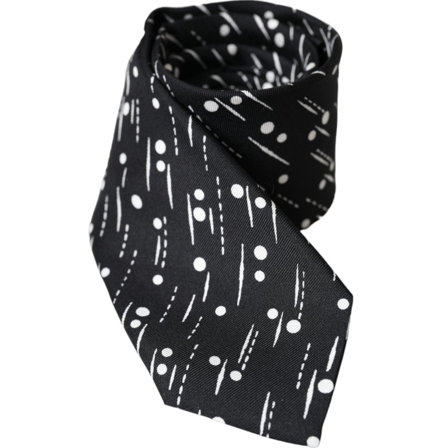 Dolce & Gabbana Black Dotted 100% Silk Adjustable Tie