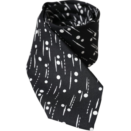Dolce & Gabbana Black Dotted 100% Silk Adjustable Tie