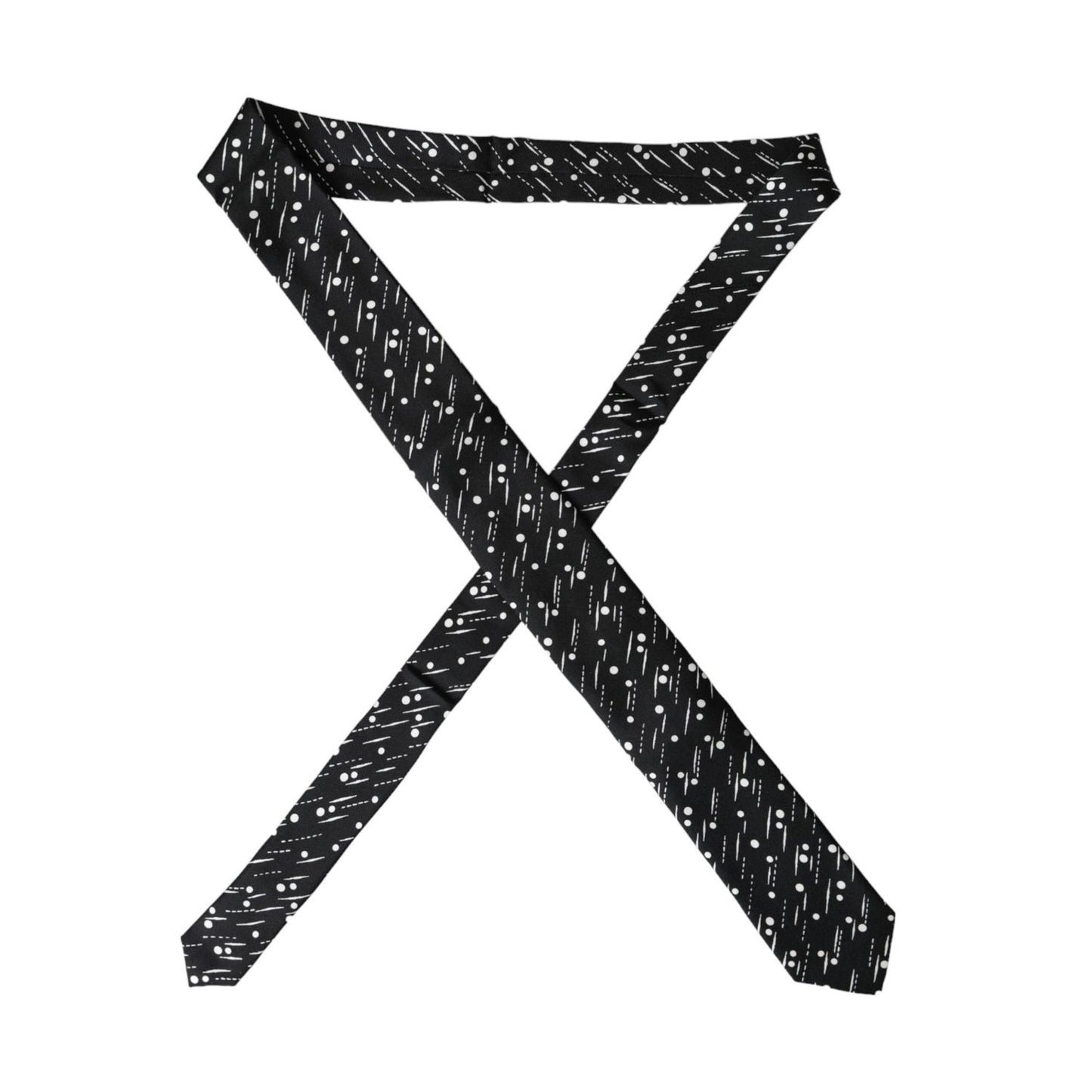 Dolce & Gabbana Black Dotted 100% Silk Adjustable Tie