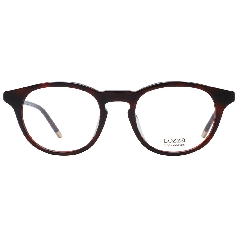 Lozza Brown Men Glasses Frame in acetate, full-rim style, round shape, perfect for a classic look.