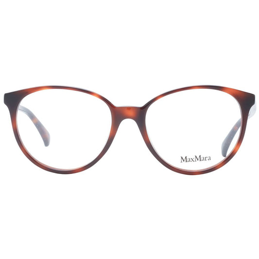 Max Mara Brown Women Glasses Frame in full-rim plastic, round style.