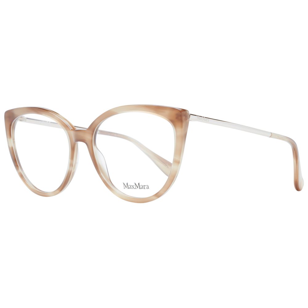 Max Mara Brown Women Glasses Frame with plastic cat-eye design, full-rim style, and demo lenses. Includes branded case. Size 54-16-140.