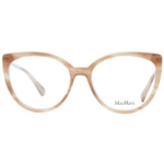 Max Mara Brown Women Glasses Frame in full-rim plastic, cat eye style, with demo lenses. Includes a branded case for protection.