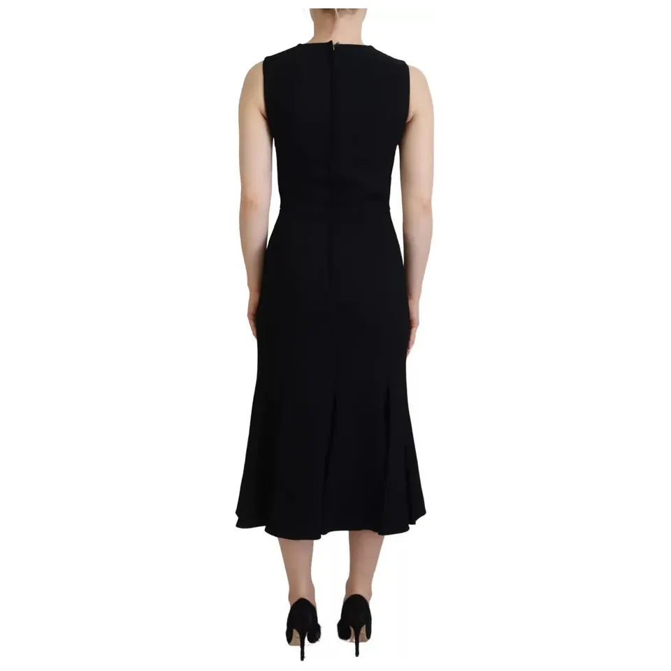 Dolce & Gabbana Black Dress Sheath Flare Viscose Dress