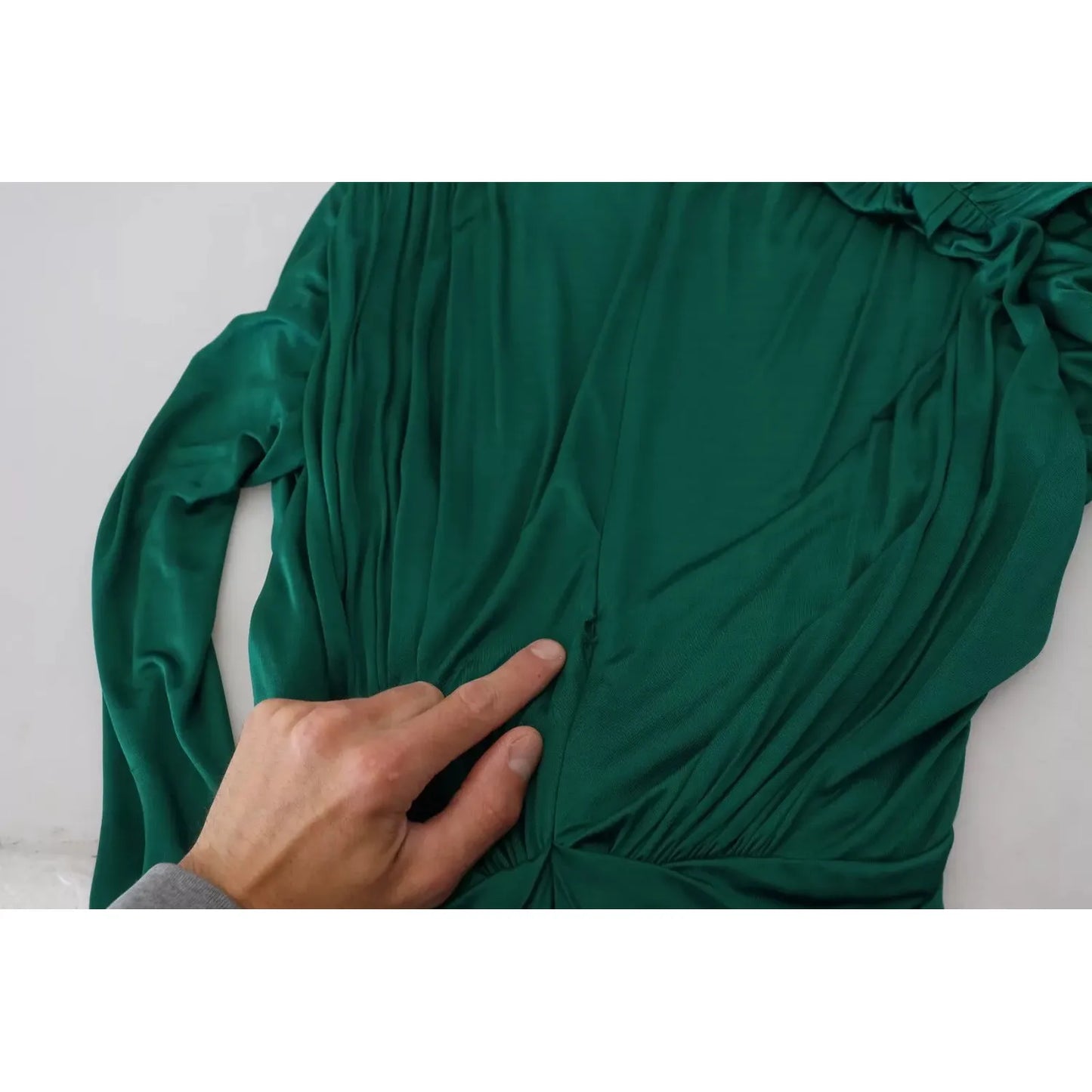 Dolce & Gabbana Dark Green Viscose Long Sleeve Midi Dress