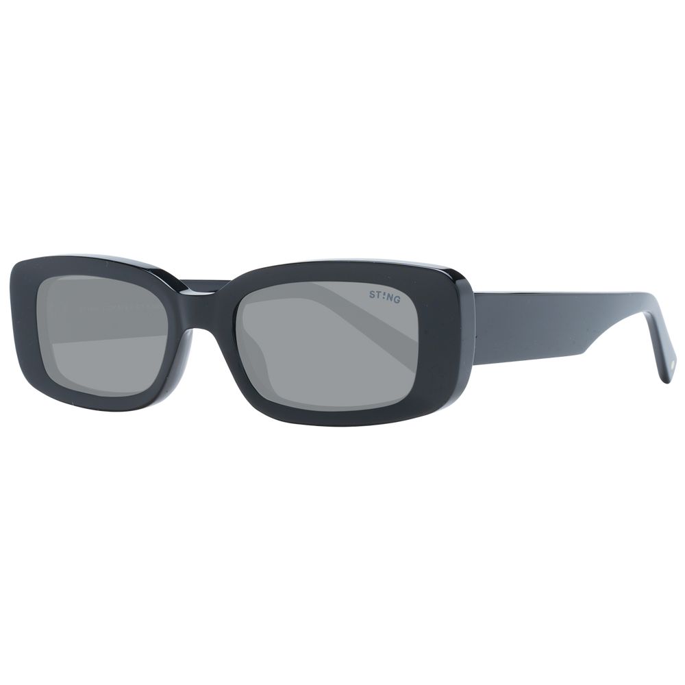 Sting Black Unisex Sunglass with full-rim black acetate frame, grey lenses, offering 100% UVA & UVB protection.